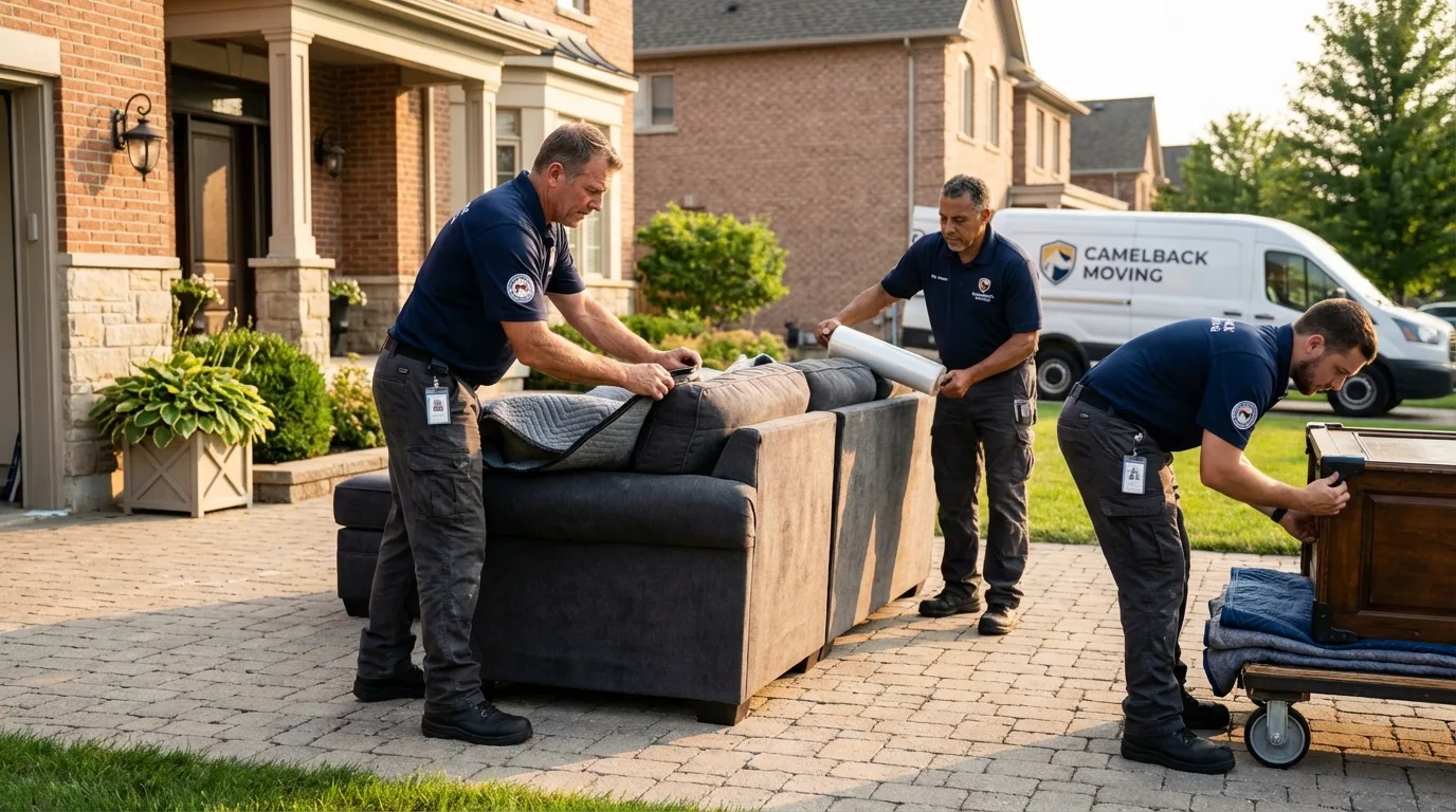 Large estate moving crew wrapping furniture in Wilmington, DE