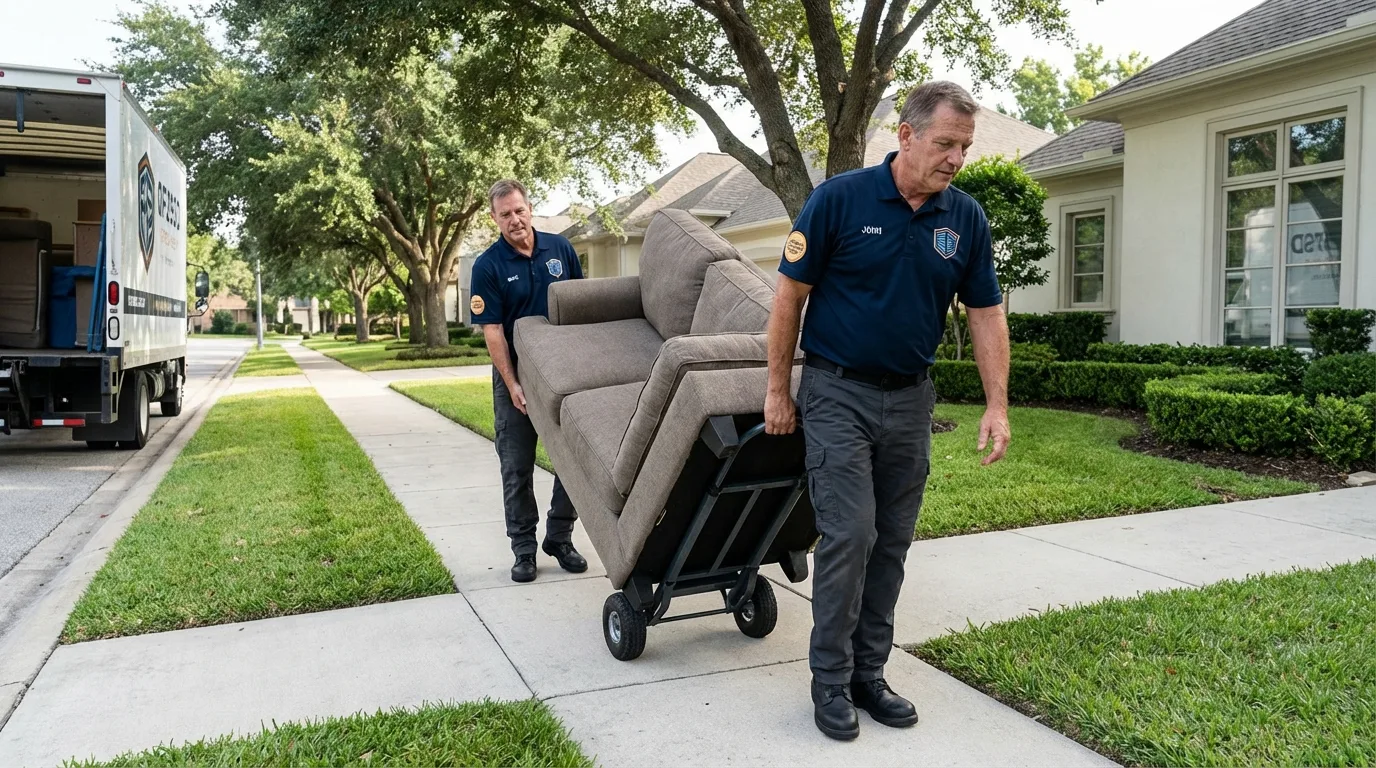 Local residential moving crew loading furniture in Wilmington, DE