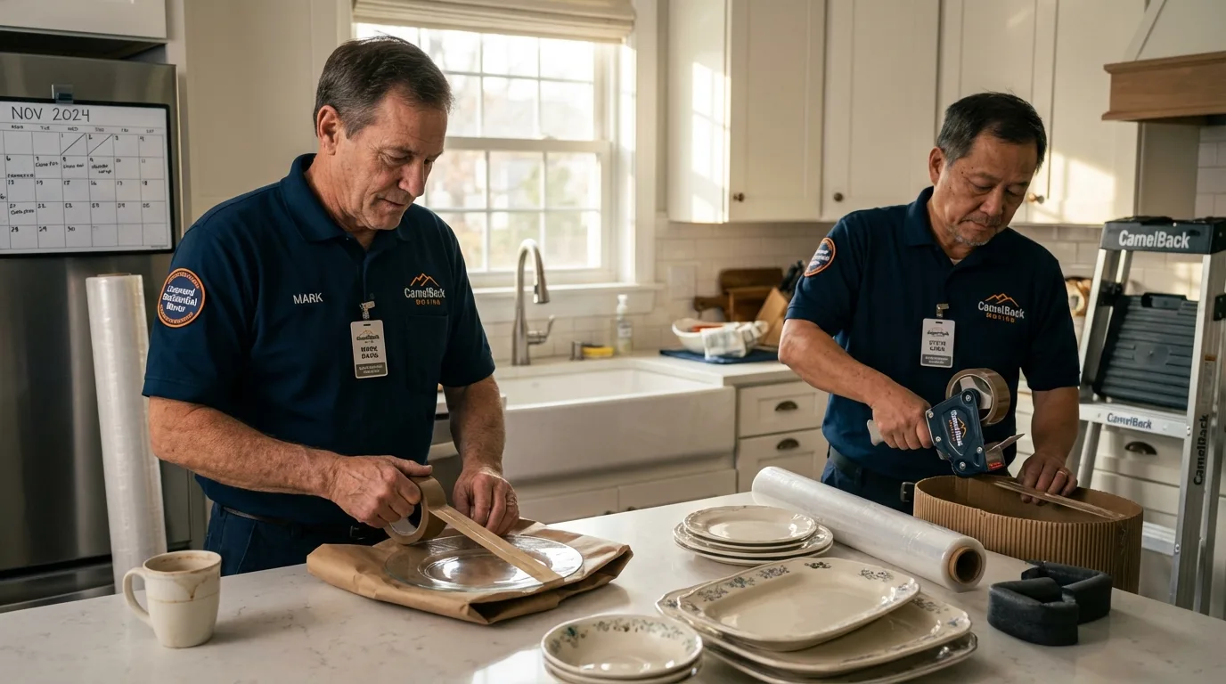Professional crew packing kitchen dishware in Wilmington, DE